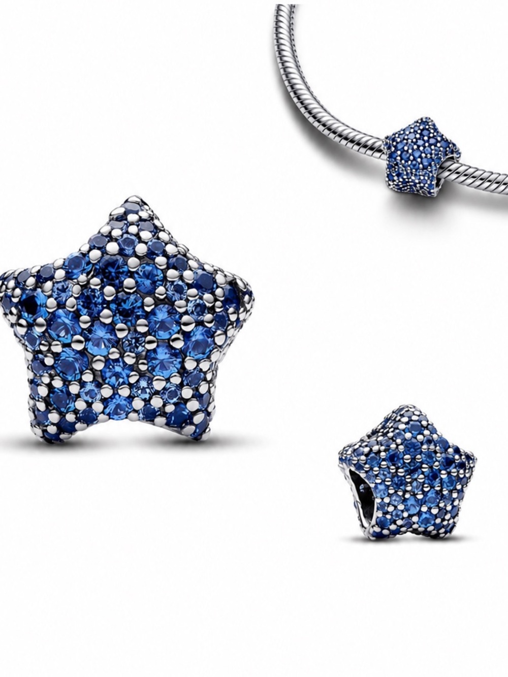 Blue Pavé Star Charm (ONE) – Sterling Silver